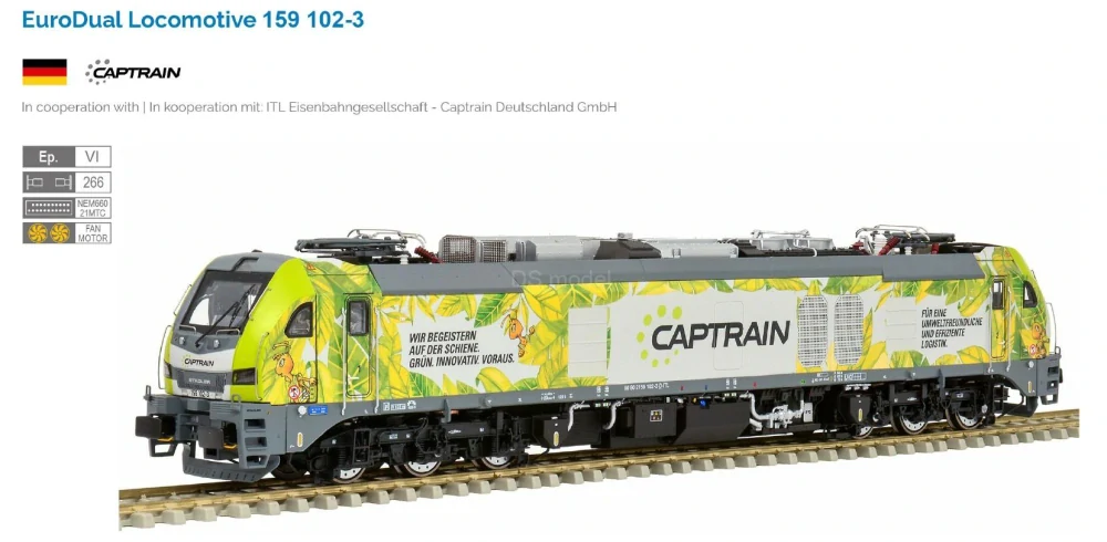 "H0" Stadler EuroDual Captrain 159 102-3 ECO