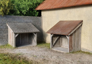 Model Scene Dvě kůlny ke stěně TT